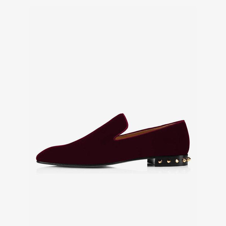 Velvet Loafers with Metal Studs - ARNO CONTI