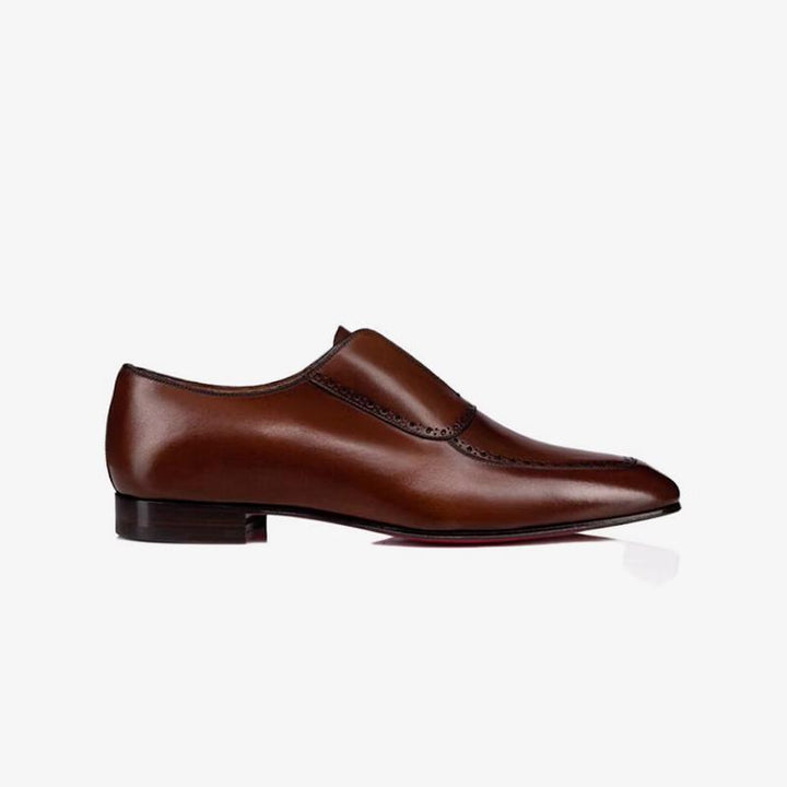 Pointed Toe Brown Leather Slip-On Loafers - ARNO CONTI