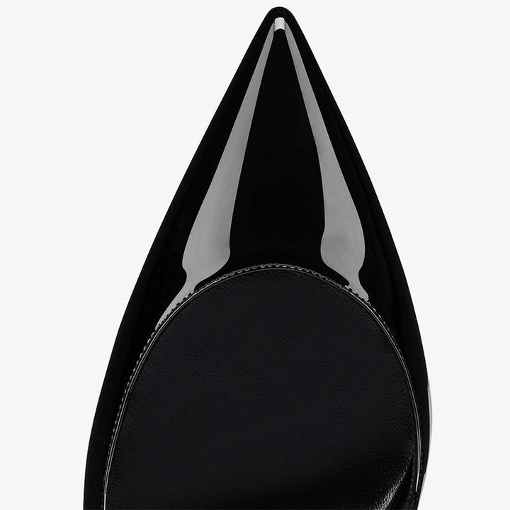 Black Patent Leathe Pumps with Ankle Strap - ARNO CONTI