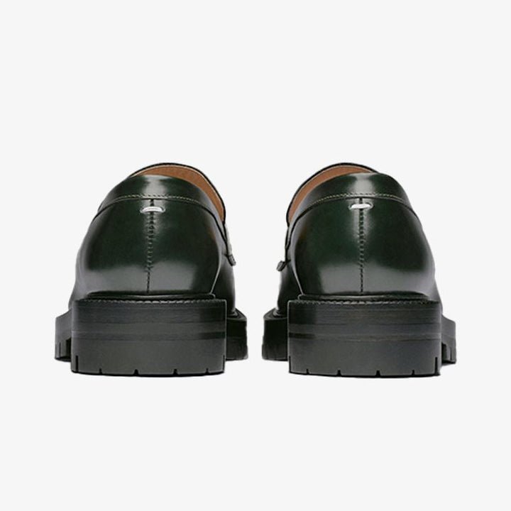 Dark Green Calfskin Chunky Sole Loafers - Arno Conti Shoe