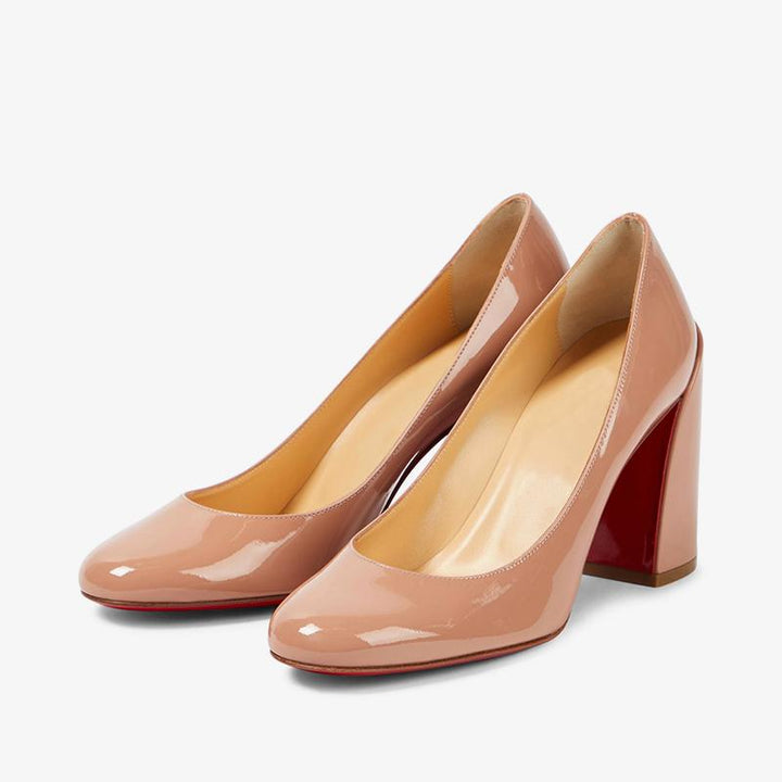 Nude Leather Round-Toe Pumps - ARNO CONTI