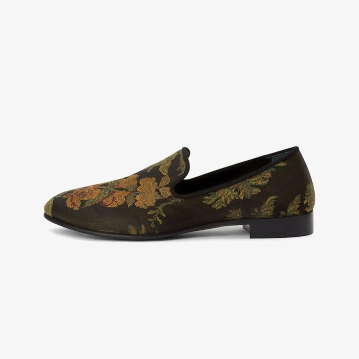 Multicolour Floral-Embroidered Slip-On Loafers - Arno Conti Shoe