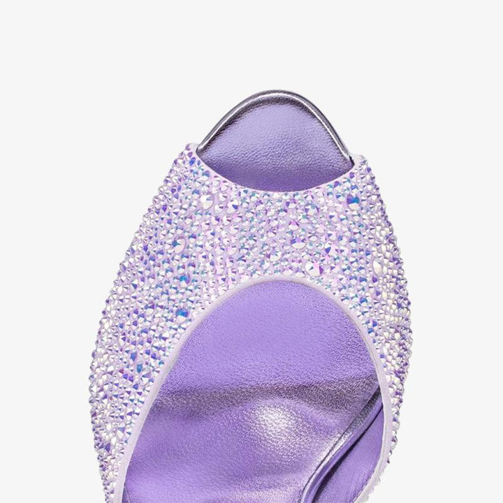 Lilac Smoke Suede Strass Pump - ARNO CONTI