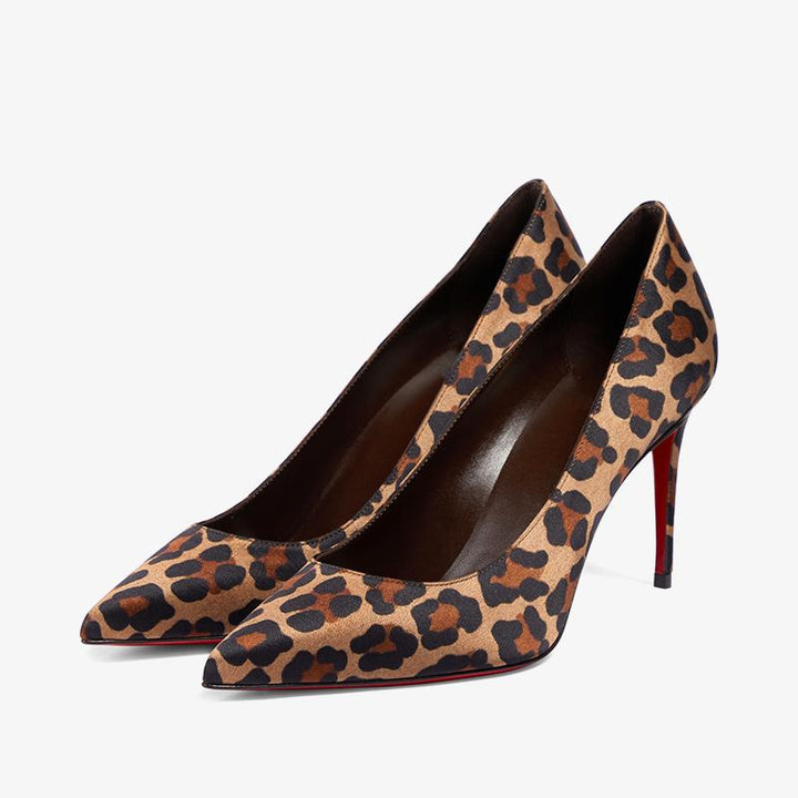 Eye-catching Leopard Print Satin Pumps - ARNO CONTI