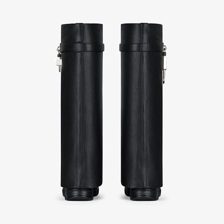 Black Grained Calfskin High Boots 80mm - Arno Conti Shoe