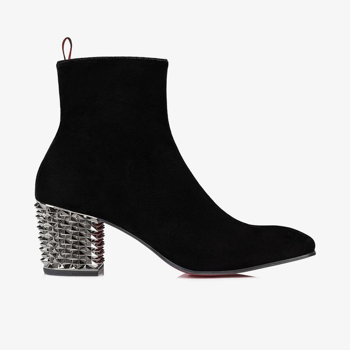 Black Velvet Ankle Boot with Spiked Heel - ARNO CONTI