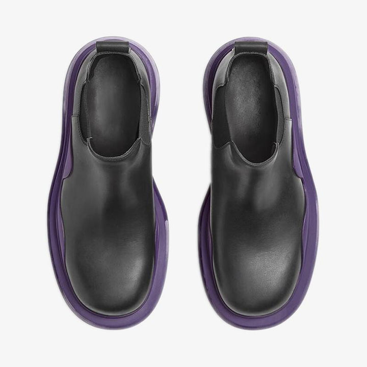 Black/Purple Cropped Chelsea Boots - Arno Conti Shoe