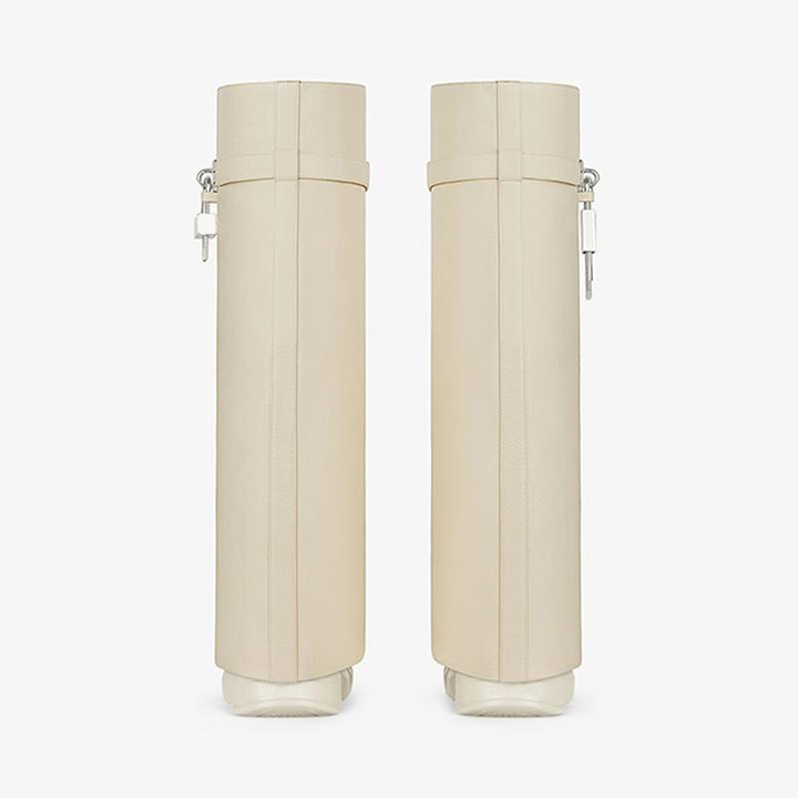 Beige Grained Calfskin High Boots 80mm - Arno Conti Shoe