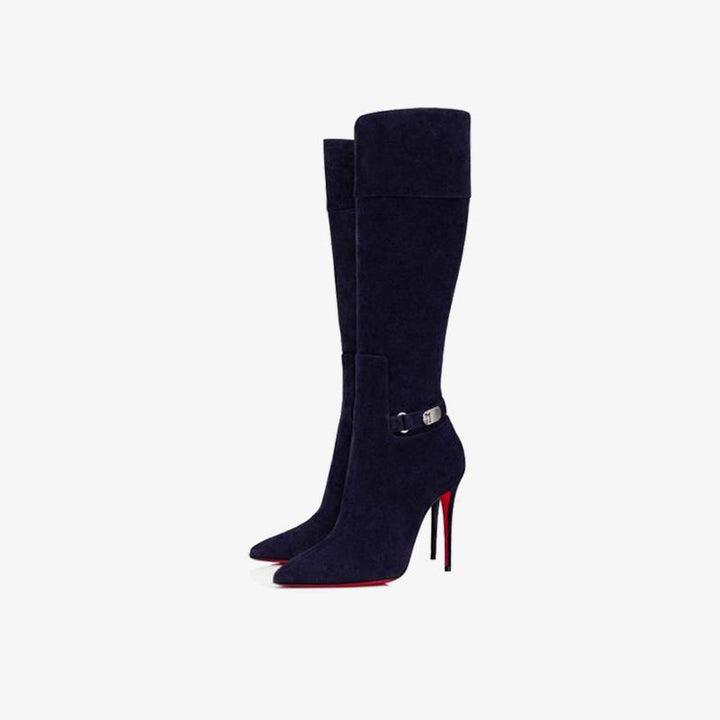 Deep Blue Elegant Knee-High Stiletto Boot - ARNO CONTI