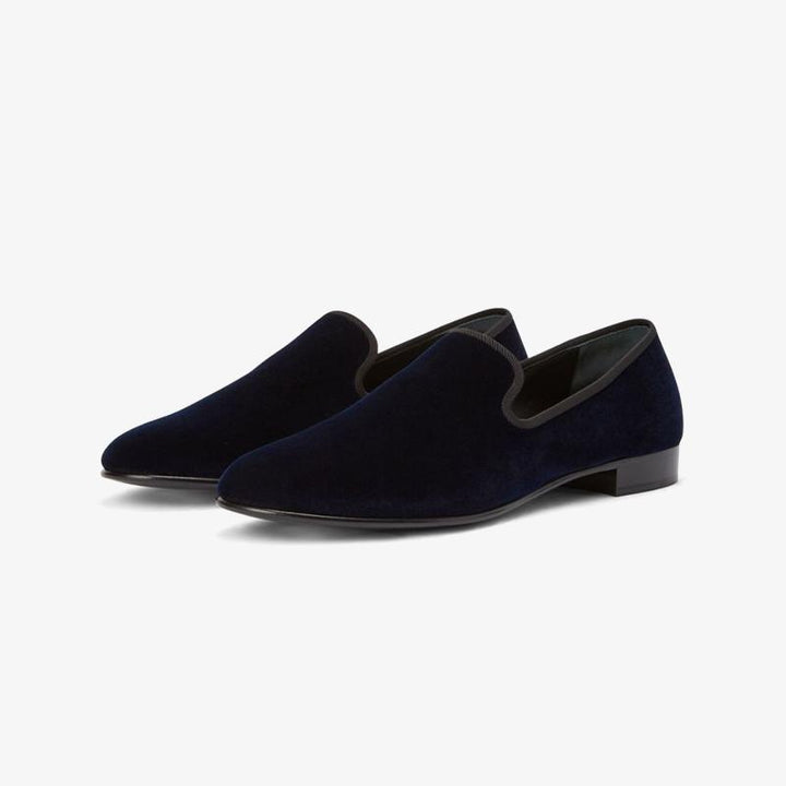 Midnight Blue Velvet Loafers - Arno Conti Shoe