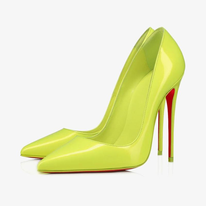 Fluo Yellow Patent Leather 120mm Pumps - ARNO CONTI