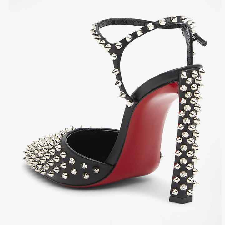 High-quality Black Spike Leather Pumps - ARNO CONTI