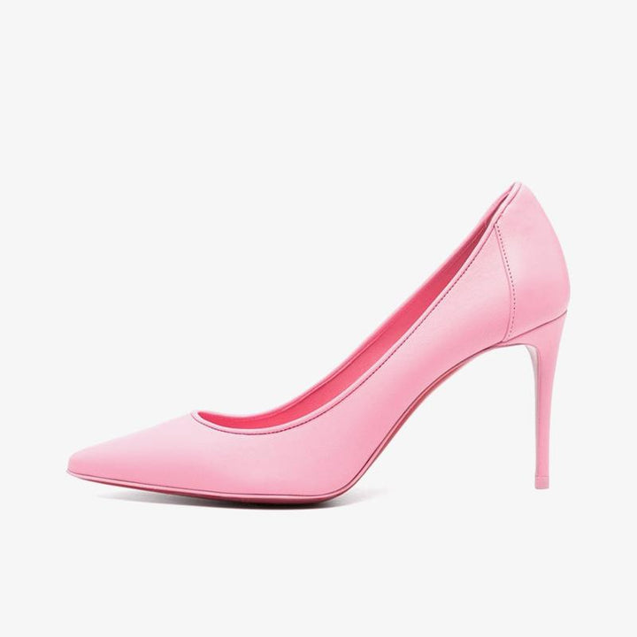 Rose Pink Calf Leather Sporty Pumps - ARNO CONTI