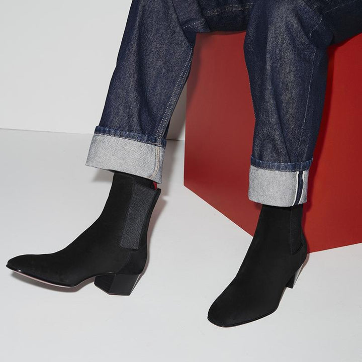 Suede Ankle Boot with Square Heel - ARNO CONTI