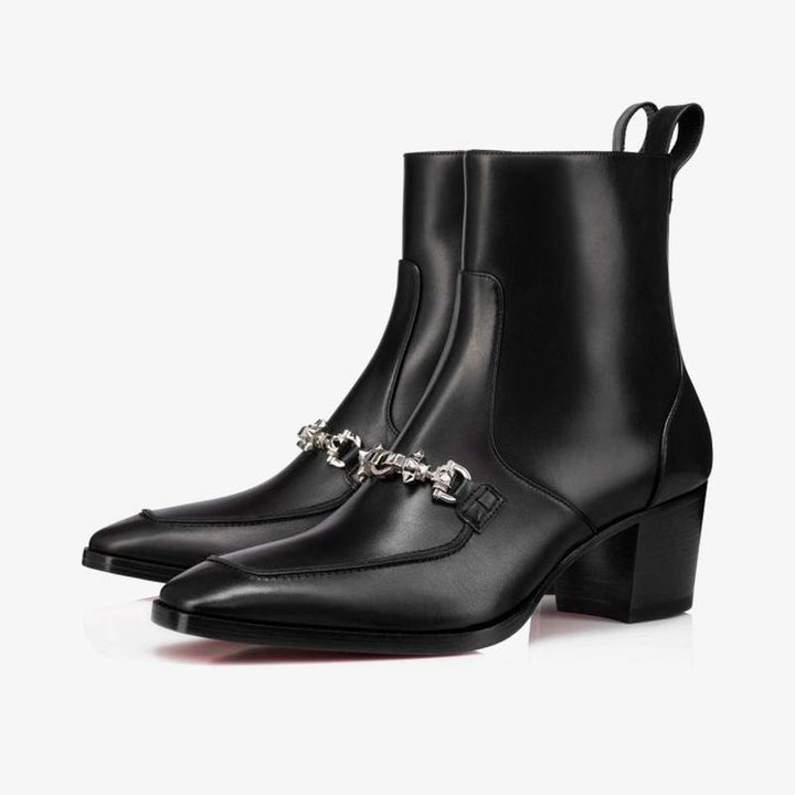 Silver DetailsBlack Calfskin Boot - ARNO CONTI