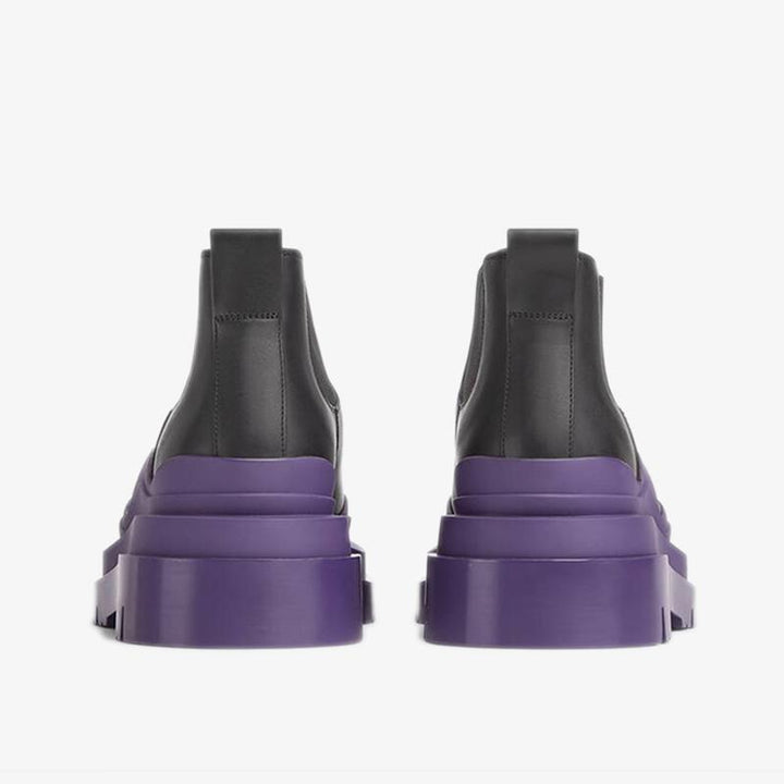 Black/Purple Cropped Chelsea Boots - Arno Conti Shoe
