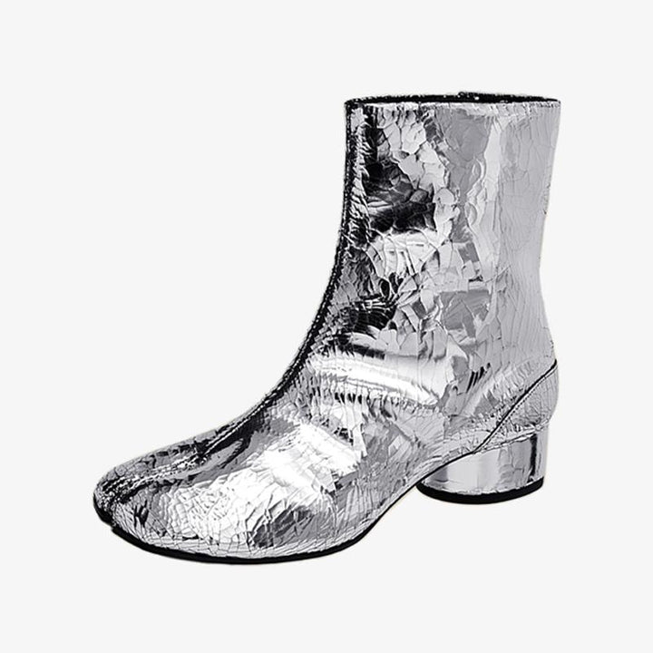 Broken Mirror Finish Split-Toe Boots 30mm Heel - Arno Conti Shoe