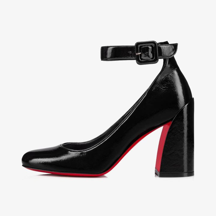 Black Pumps 80 mm Curved Block Heel - ARNO CONTI