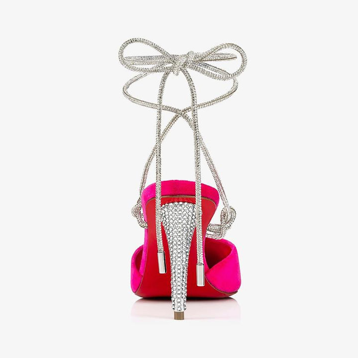 Glam Pink Velvet Pumps and Sequin Laces - ARNO CONTI