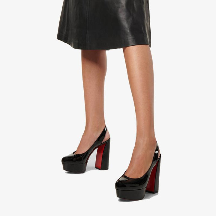 Sophisticated Black Leather Platform Pump 140mm - ARNO CONTI