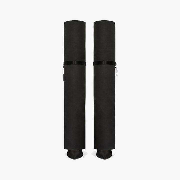 Sleek Black Satin Over-the-Knee Boots - Arno Conti Shoe