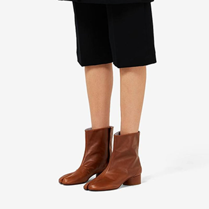 Vegetable-Tanned Leather Tabi Split-Toe Ankle Boots - Arno Conti Shoe