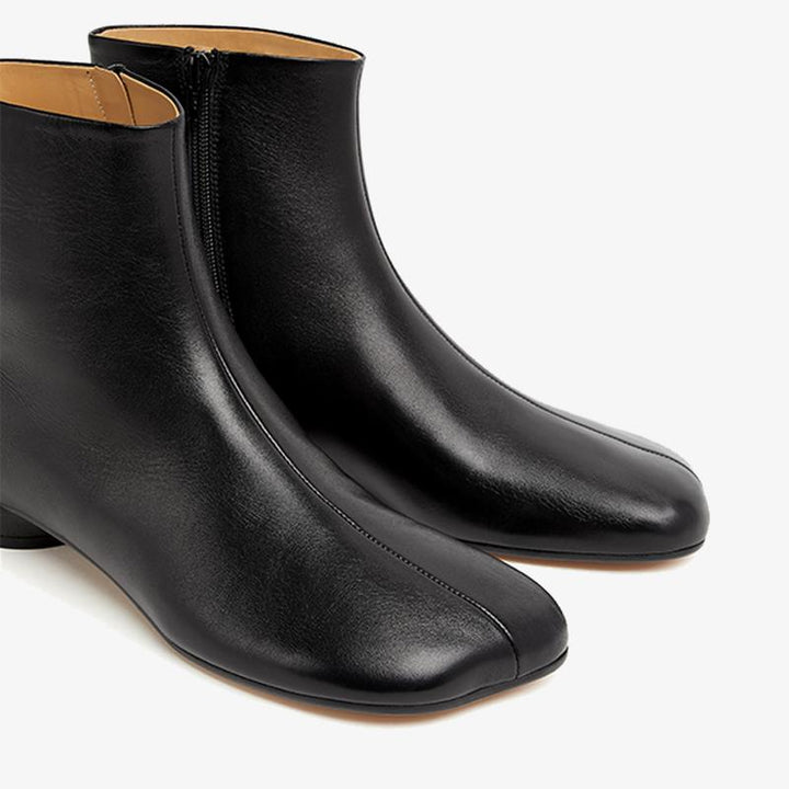 Calf Leather Ankle Boots with Curved Heel - Arno Conti Shoe