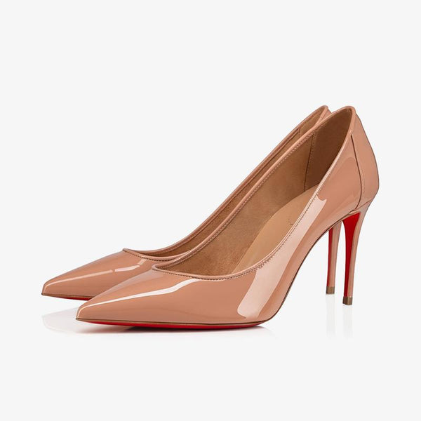 Unique Blush Beige Patent Leather Pumps - ARNO CONTI
