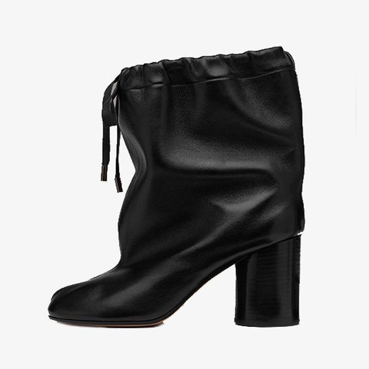 Black Drawstring Split-Toe Boots Women's - Arno Conti Shoe