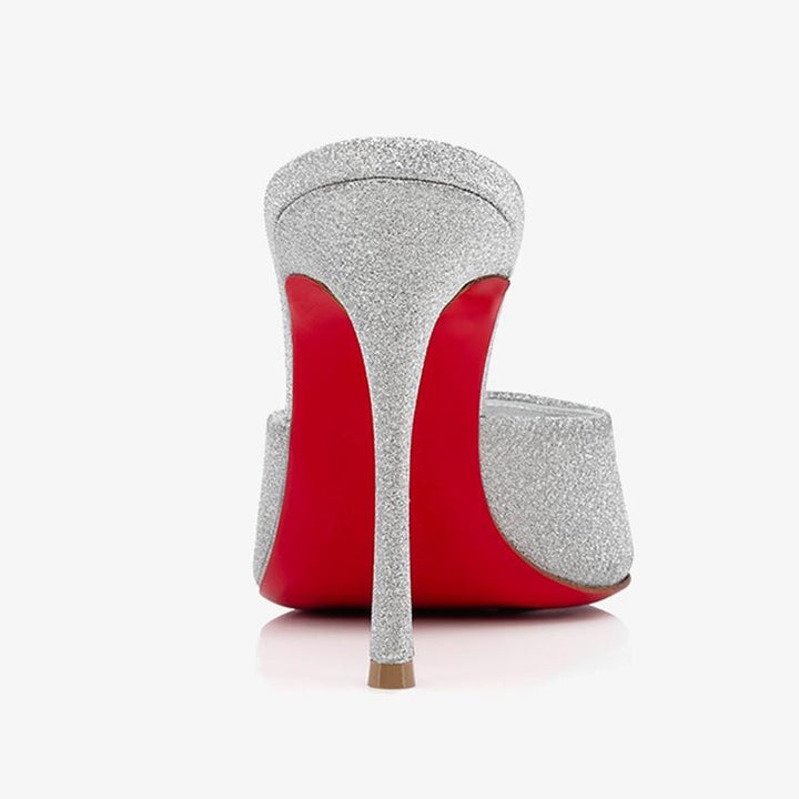 Silver Glitter Leather Stiletto - ARNO CONTI