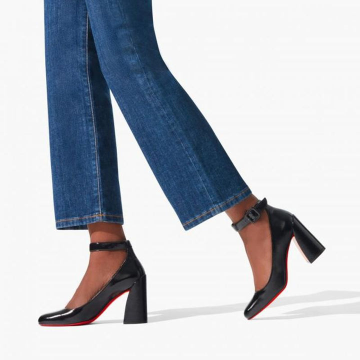 Black Pumps 80 mm Curved Block Heel - ARNO CONTI