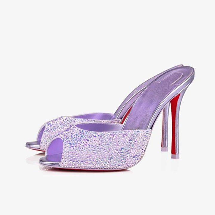 Lilac Smoke Suede Strass Pump - ARNO CONTI