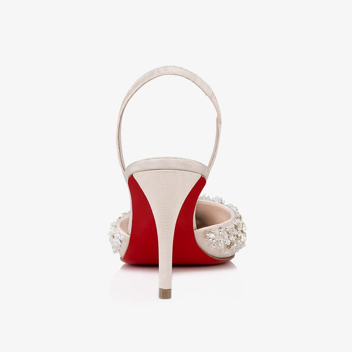 Chic Golden Beige Silk Slingback Sandals - ARNO CONTI