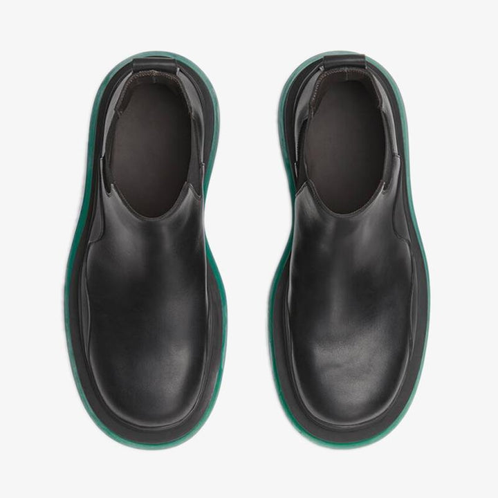 Black/Green Cropped Chelsea Boots - Arno Conti Shoe