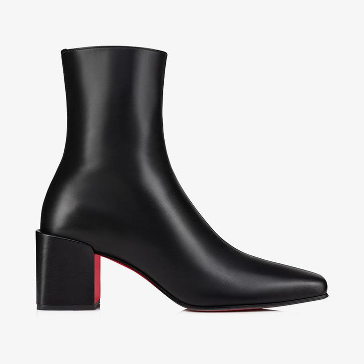 Black Calf Leather Geometric Heel Boot - ARNO CONTI