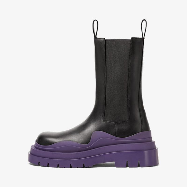 Black/Purple Chelsea Boots - Arno Conti Shoe