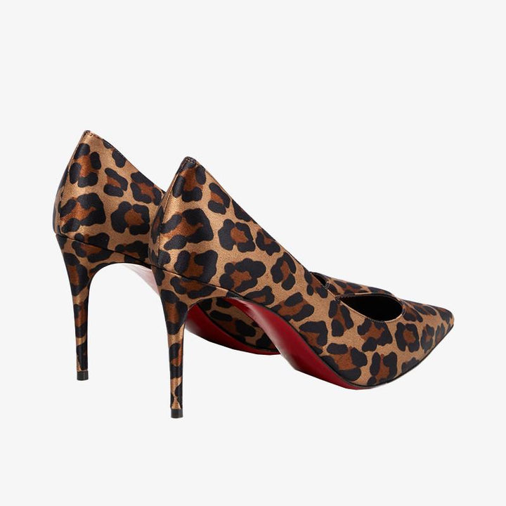 Eye-catching Leopard Print Satin Pumps - ARNO CONTI