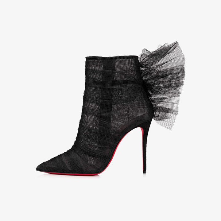 Black Tulle Boot with Winged Design - ARNO CONTI