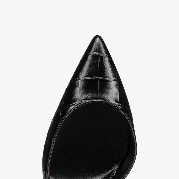 Black Alligator-Embossed Calf Leather Pump - ARNO CONTI