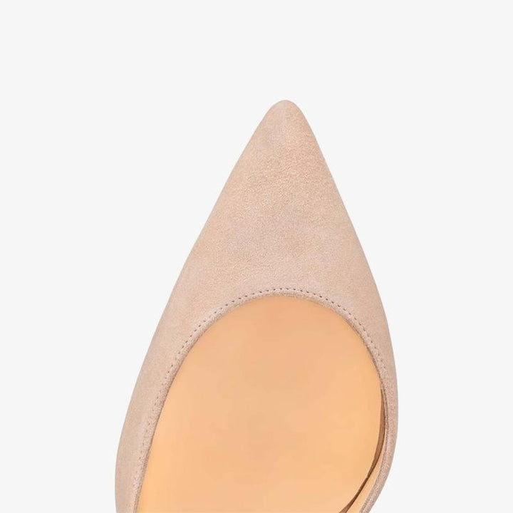 Beige Suede Pump with Pointed Toe - ARNO CONTI