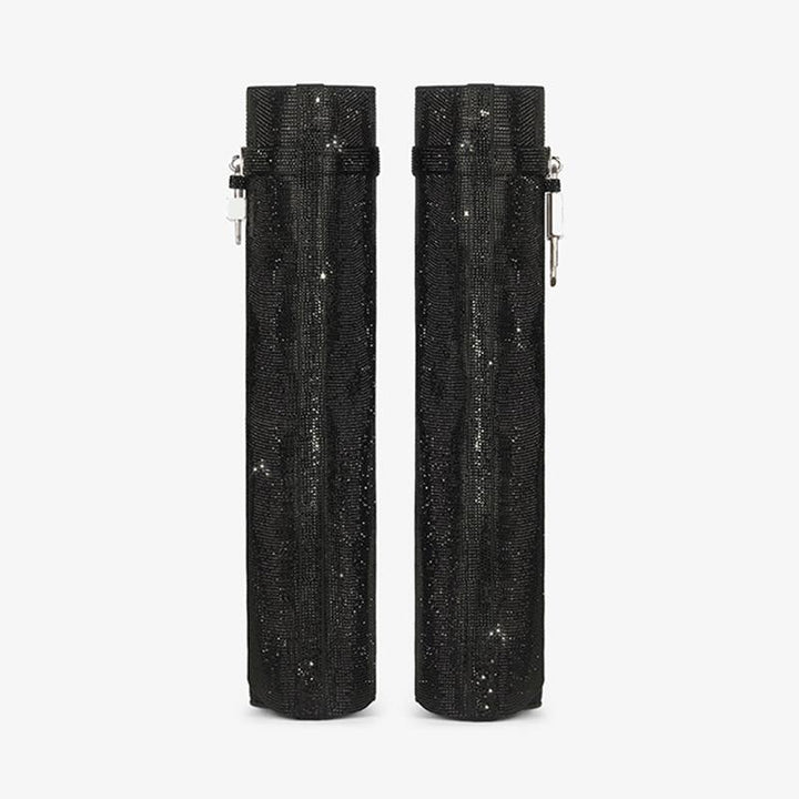 Stunning Black Satin Strass High Boots - Arno Conti Shoe