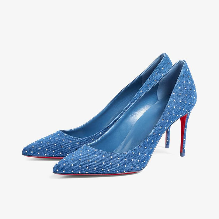 Eye-catching Blue Fabric Toe Pumps - ARNO CONTI