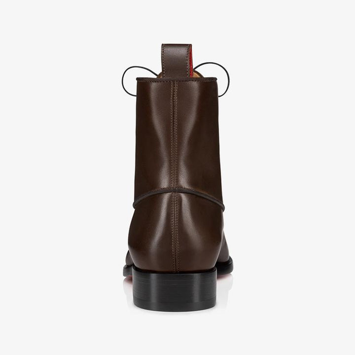 Brown Calf Leather Boot with Grosgrain Trim and Removable Piercing - ARNO CONTI