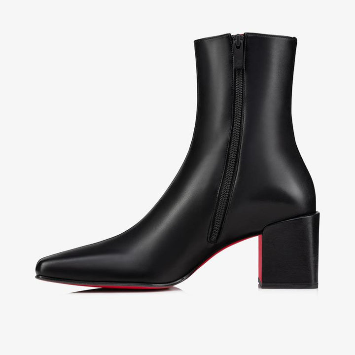 Black Calf Leather Geometric Heel Boot - ARNO CONTI