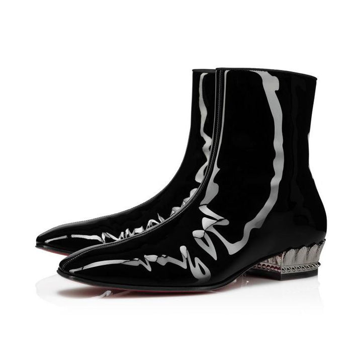 Black Patent Leather Spikes Boot - ARNO CONTI