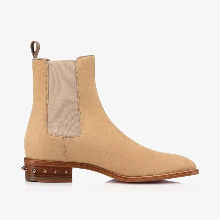 Beige Leather Urban Spiked Boot - ARNO CONTI