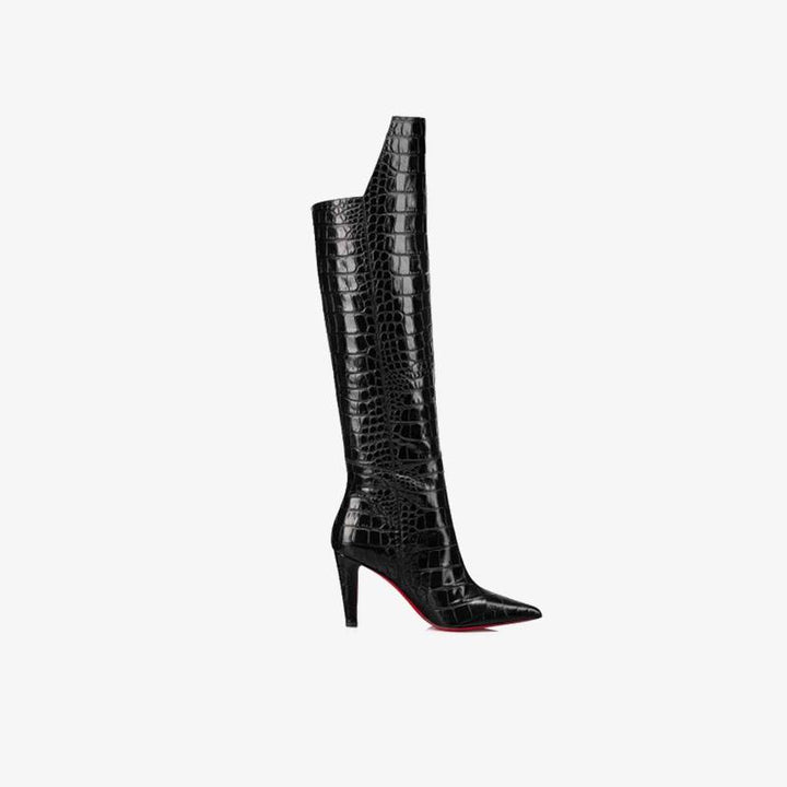 Croc-Embossed Knee-High Boot - ARNO CONTI