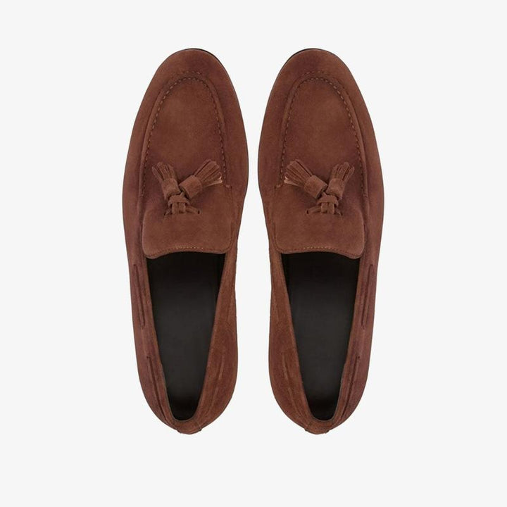 Brown Suede Tassel-Detail Loafers - Arno Conti Shoe