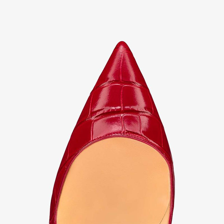 Red Embossed Crocodile Print Pump - ARNO CONTI