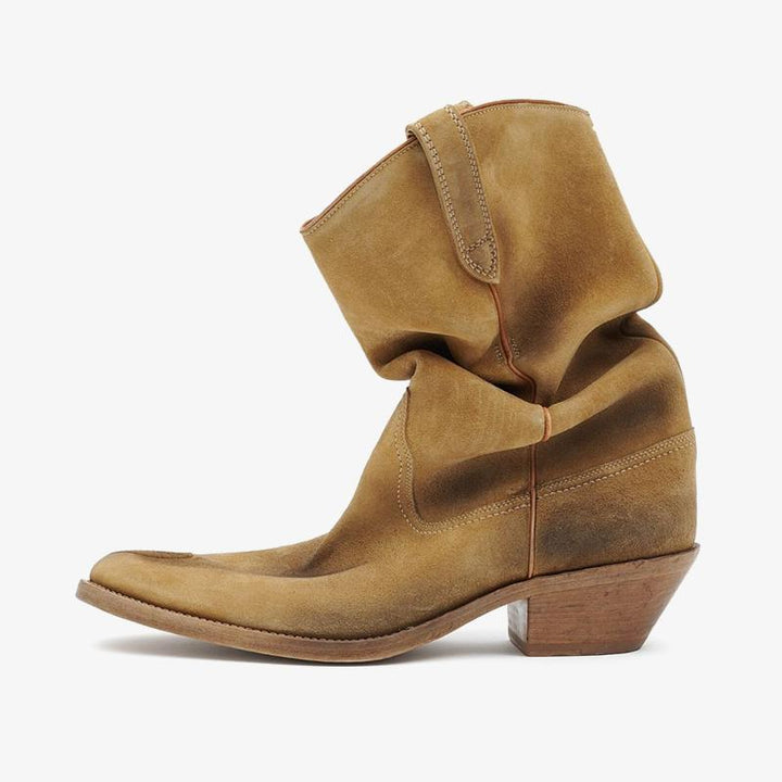 Light Brown Suede Split-toe Boots Women's - Arno Conti Shoe